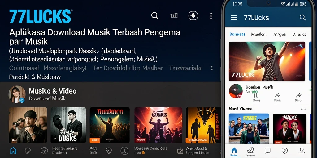 Tampilan antarmuka aplikasi 77LUCKS untuk download musik dengan mudah.