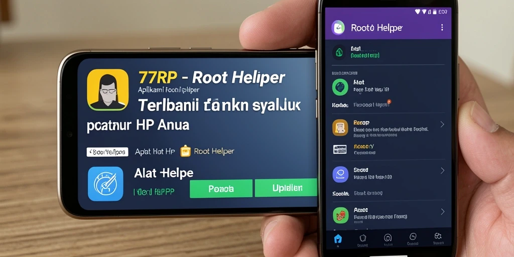 Tampilan antarmuka aplikasi Root Helper 77RP yang intuitif dan mudah digunakan.