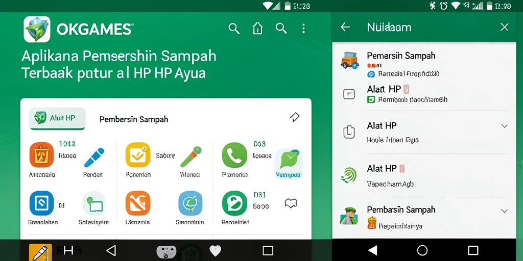 Antarmuka pengguna aplikasi Pembersih Sampah OKGAMES yang intuitif.