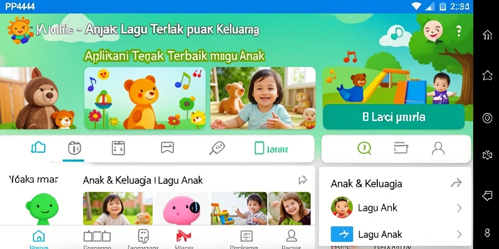 Tampilan antarmuka PP444 yang ceria dan ramah anak.