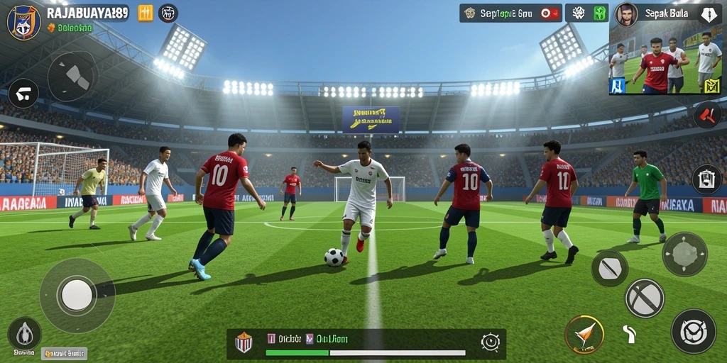 Tampilan menarik dari gameplay sepak bola yang realistis.